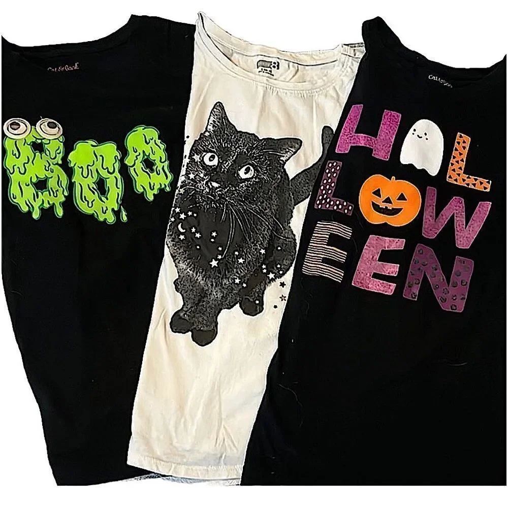 🌴Halloween T-Shirt L/10-12 Boo, Black Cat or “Halloween”